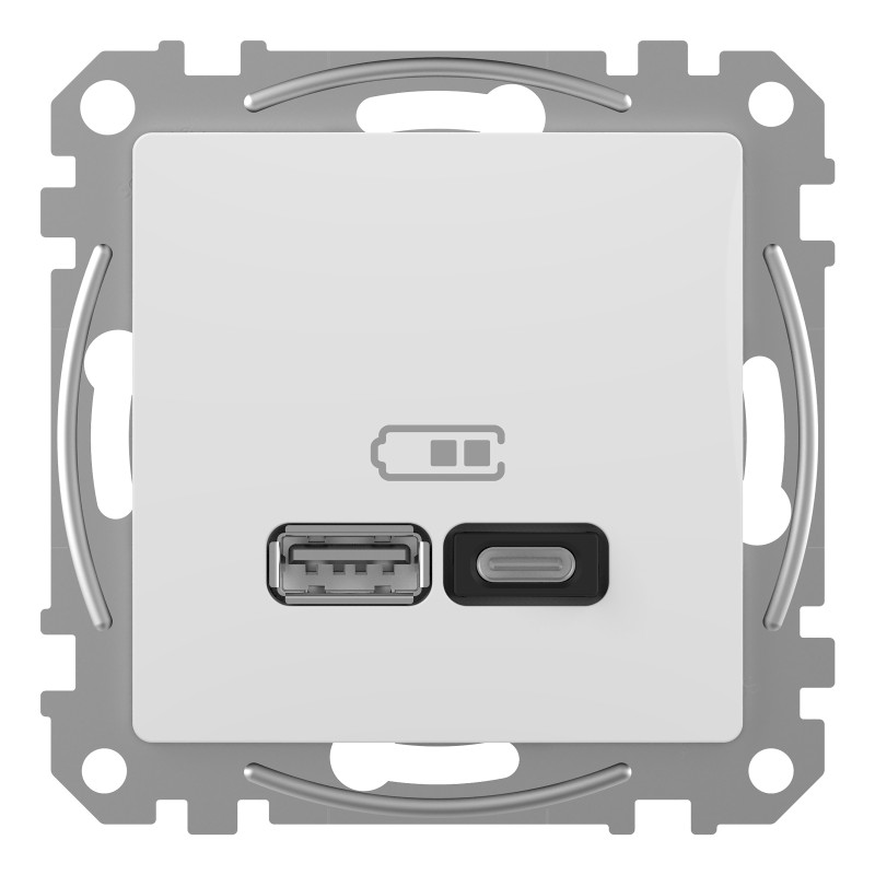 USB розетка A+C, 3 A, 45 Вт, Білий Sedna Design