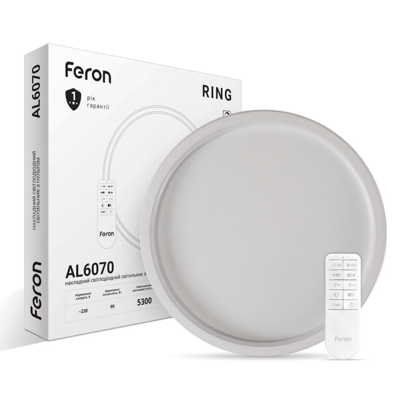 Світлодіодна накладна люстра Feron AL6070 RING 90Вт білий