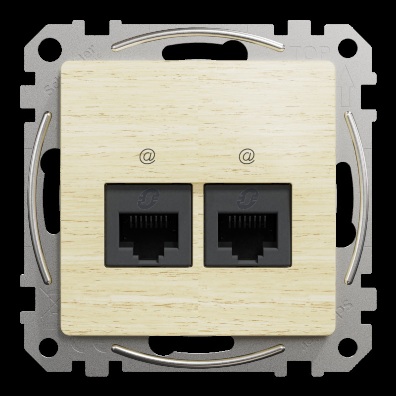 Подвійна комп'ютерна розетка RJ45 CAT 5E UTP, Береза Sedna Elements