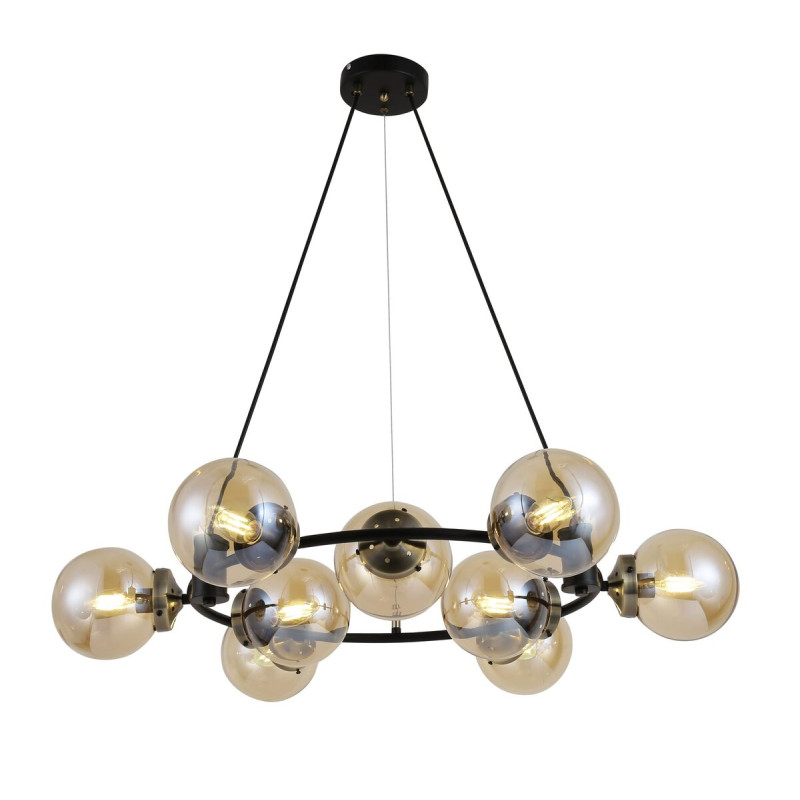 Люстра підвісна 74405/9 Antique Brass + Matte black на 9 плафонів