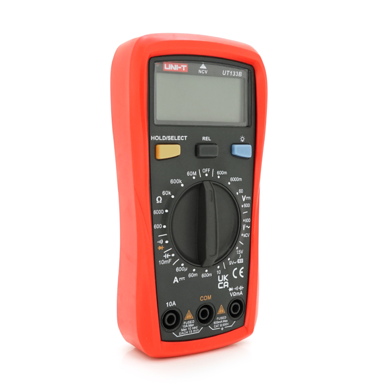 Мультиметр UNI-T UT133B Вимірювання: V (AC/DC), A (DC), Ω, C, NCV. Функції: продзвонювання, тест діодів, перевірка батарей Мультиметр UNI-T UT133B Вимірювання: V (AC/DC), A (DC), Ω, C, NCV. Функції: продзвонювання, тест діодів, перевірка батарей