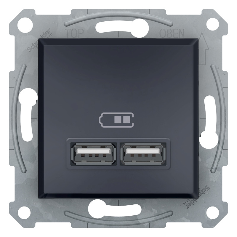 USB РОЗЕТКА 2,1A АНТРАЦИТ ASFORA