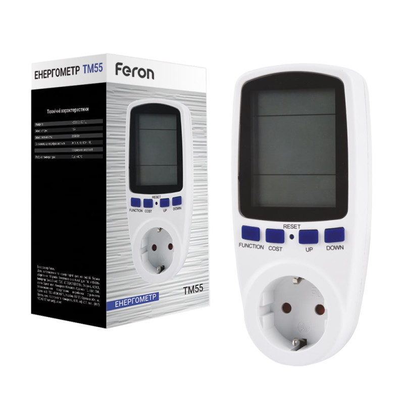 Розетка з лічильником електроенергії (енергометр) Feron TM55