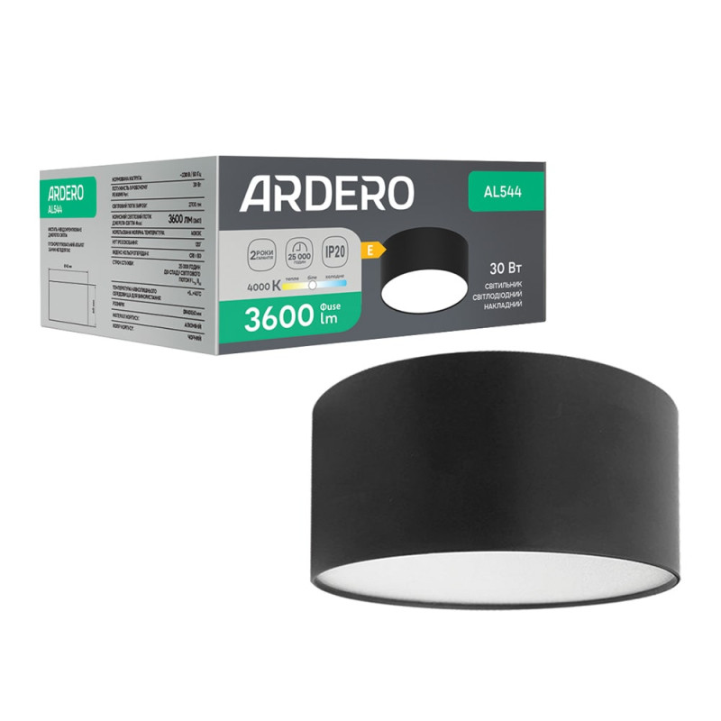 Світлодіодний накладний світильник Ardero AL544 30Вт 4000K чорний