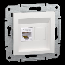 Розетка RJ45, тип UTP, категорія 5E, білий, Asfora, без рамки