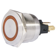 TYJ 22-271  Кнопка металева пласка з підсвічуванням, 1NO+1NC, жовта  24V.
