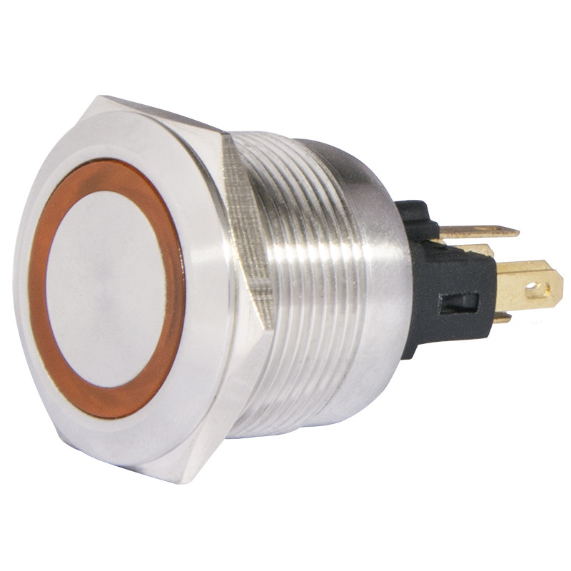TYJ 22-271  Кнопка металева пласка з підсвічуванням, 1NO+1NC, жовта  24V.