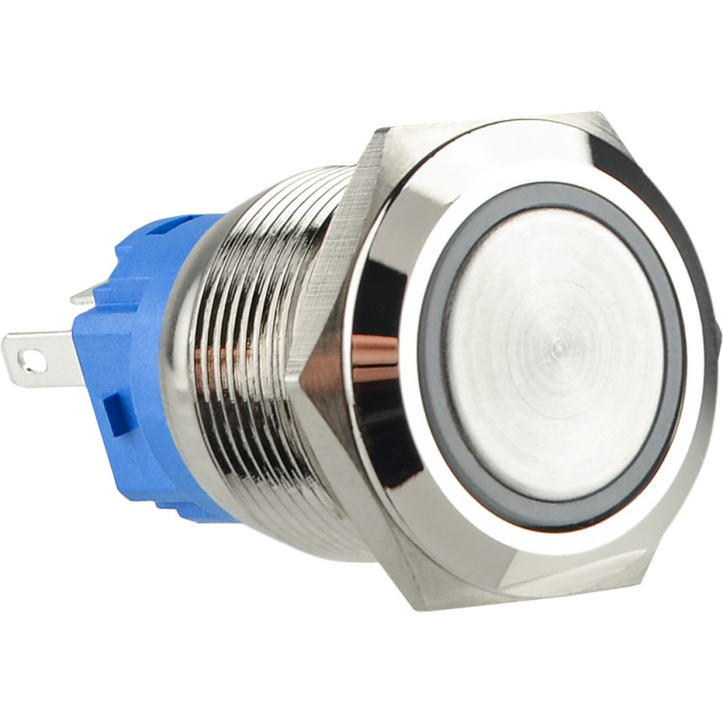 TYJ 19-271  Кнопка металева пласка з підсвічуванням, 1NO+1NC, червона  220V.