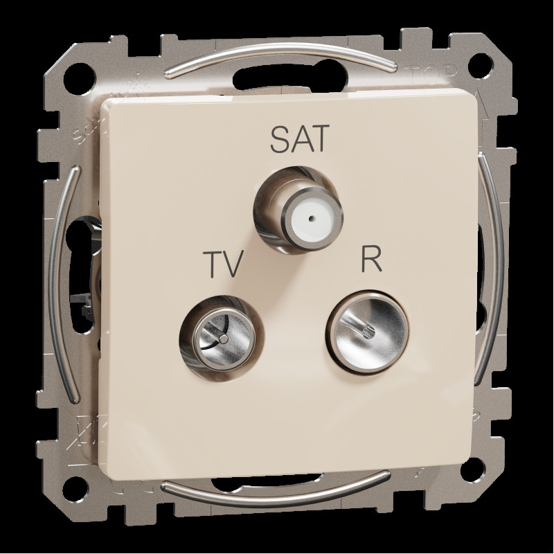 TV/SAT/R socket, Sedna Design & Elements, male IEC, female IEC, terminal, 4dB, PRO, beige