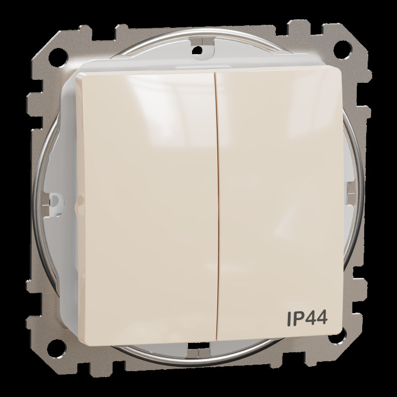 Двоклавішний вимикач IP44, 10А, Бежевий Sedna Design