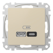 USB розетка A+C, 3 A, 45 Вт, Бежевий Sedna Design