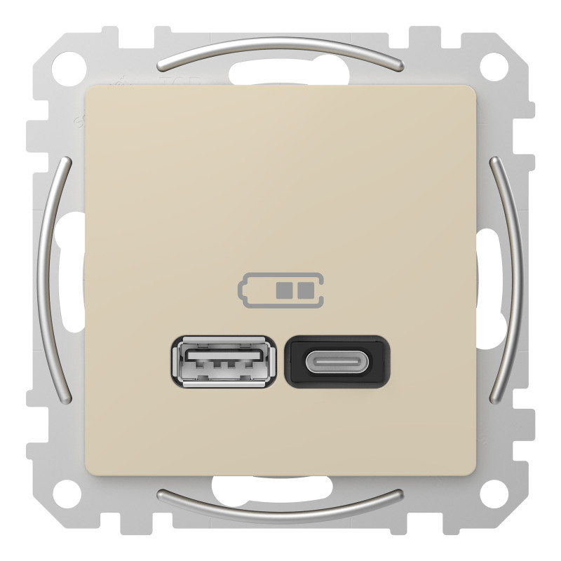 USB розетка A+C, 3 A, 45 Вт, Бежевий Sedna Design