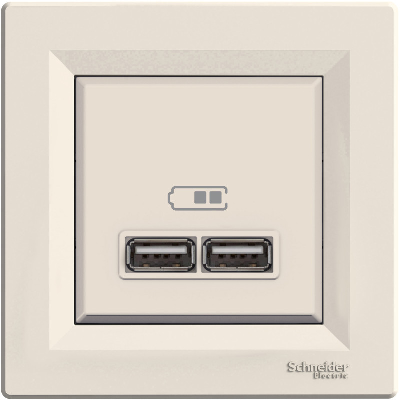 USB РОЗЕТКА 2,1A КРЕМ ASFORA