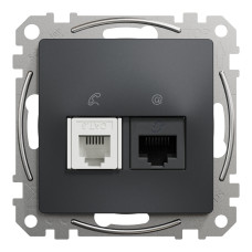 Розетка телекомунікаційна RJ45+RJ11 6UTP, чорний, Sedna Design & Elements