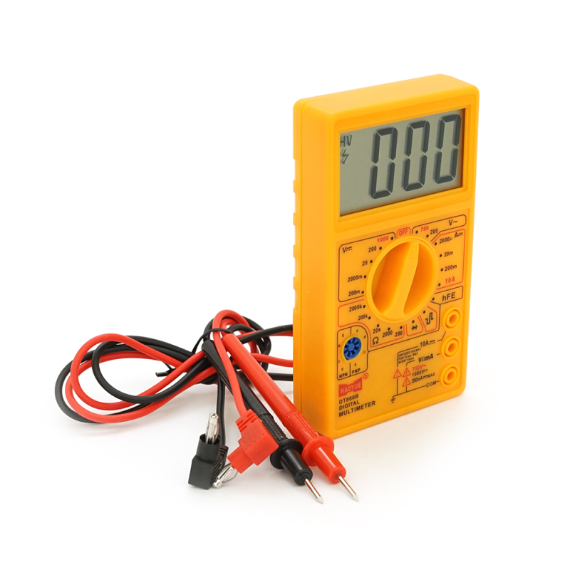 Мультиметр HAOYUE DT-860B Вимірювання: V (AC/DC), A (DC), Ω. Функції: продзвонювання, тест діодів. Мультиметр HAOYUE DT-860B Вимірювання: V (AC/DC), A (DC), Ω. Функції: продзвонювання, тест діодів.