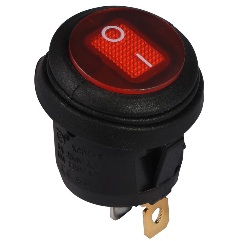 KCD1-5-101NW R/B 220V   Перемикач 1 клав.круглий вологозах. червоний з підсвічуванням
