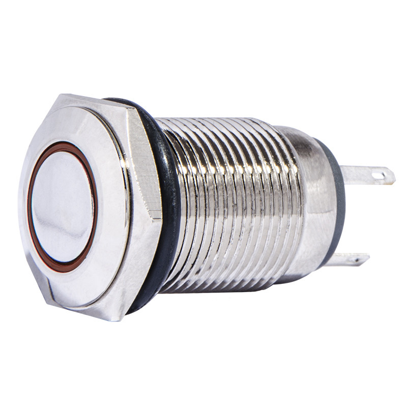 TYJ 16-261  Кнопка металева пласка з підсвічуванням, 1NO+1NC, червона  220V.