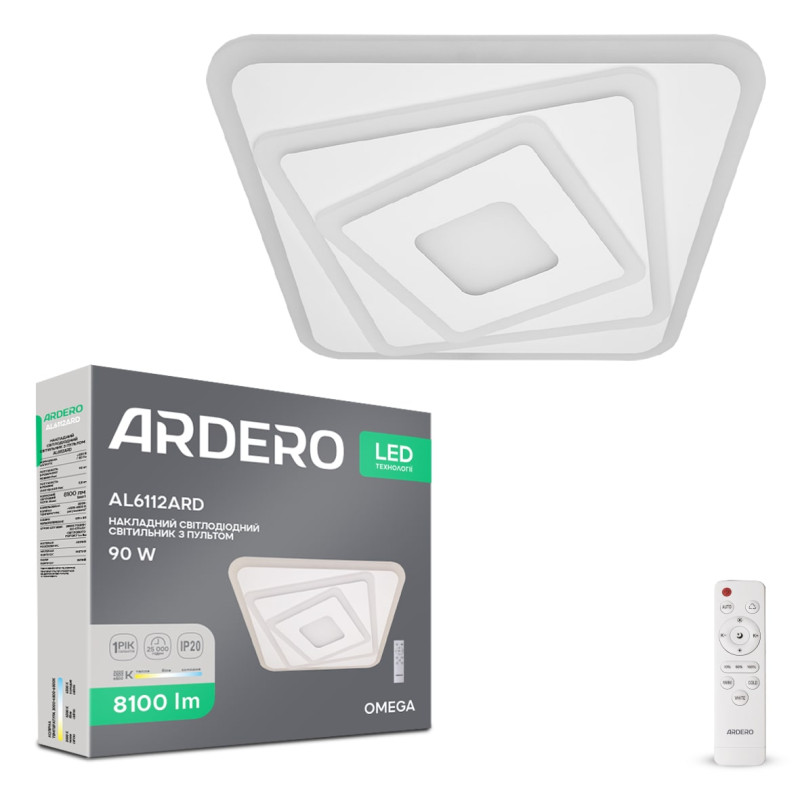 Світлодіодна накладна люстра Ardero AL6112ARD OMEGA 90Вт білий