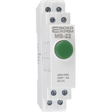 Модульна кнопка без фіксації 2NO+2NC 230V АС МВ-22 зелена