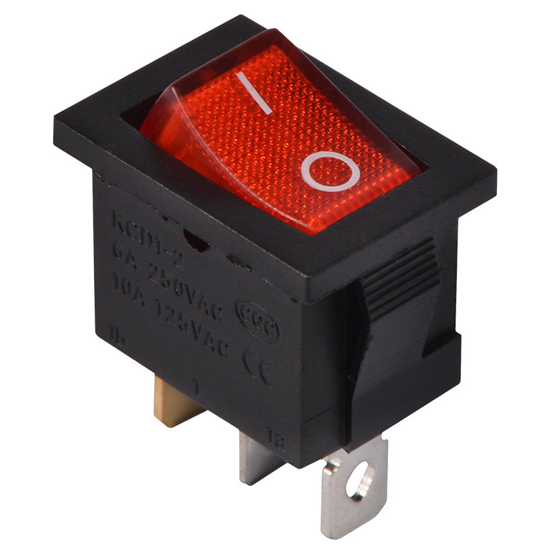 KCD1-2-101N  R/B  220V Перемикач 1 клав. червоний з підсвічуванням