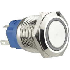 TYJ 19-271 Кнопка металева пласка з підсвічуванням, 1NO+1NC, зелена  24V.